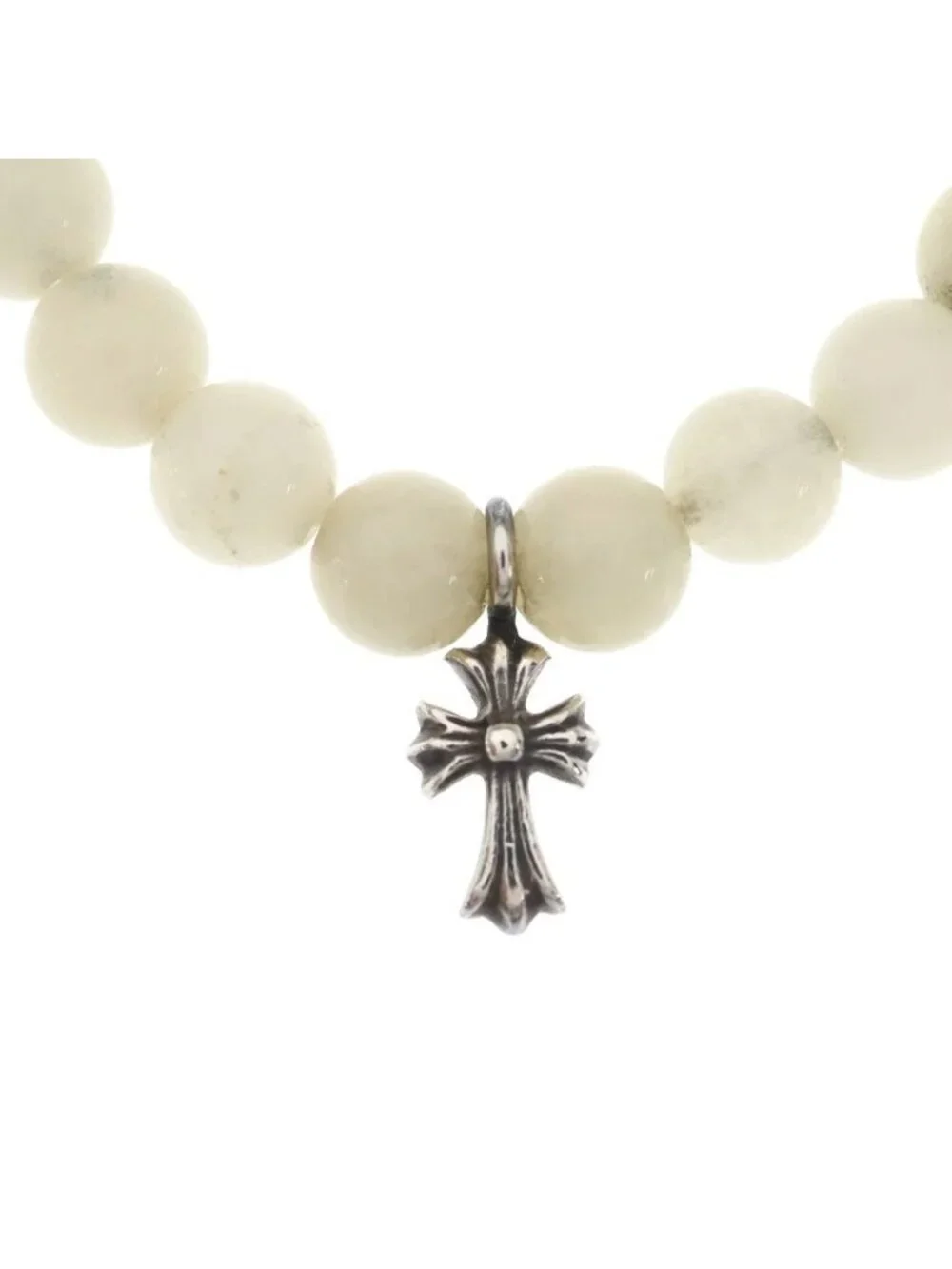 Chrome Hearts 6 Bead Cross Bracelet Silver White